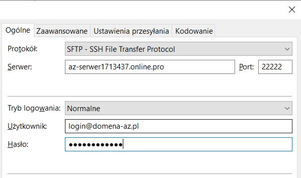 Bezpieczne połączenie SFTP z serwerem w AZ.pl