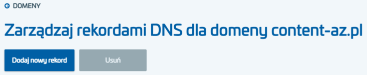 Panel Klienta - Domeny - Działania - Zarządzaj rekordami DNS - Dodaj nowy rekord